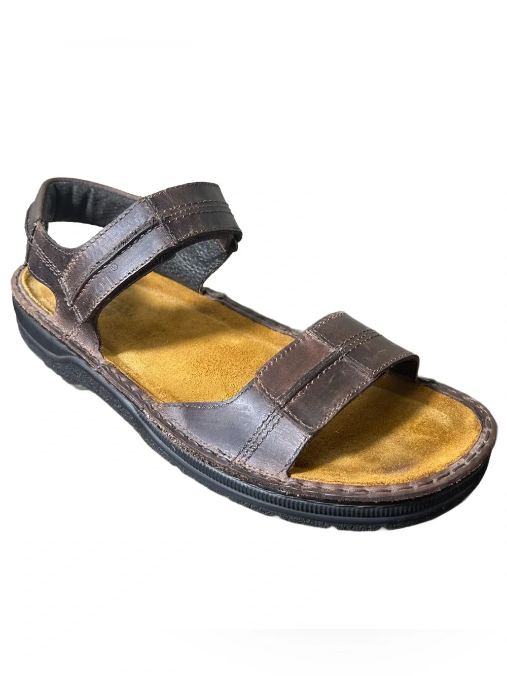 Naot Sandals Mens Size EU 47 US 14 Balkan Brown Leather Hook & Loop Comfy Ortho